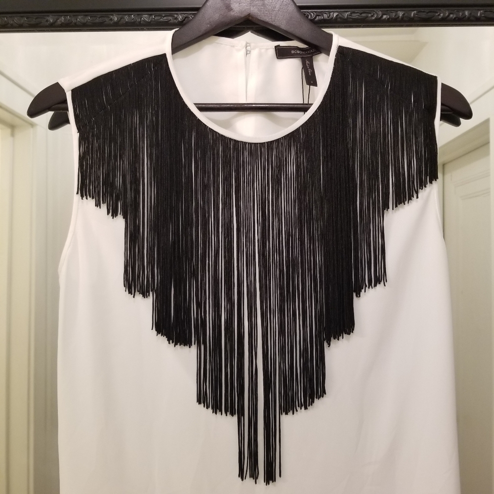 BCBG Max Azria Lyndsay Fringe Top NWT